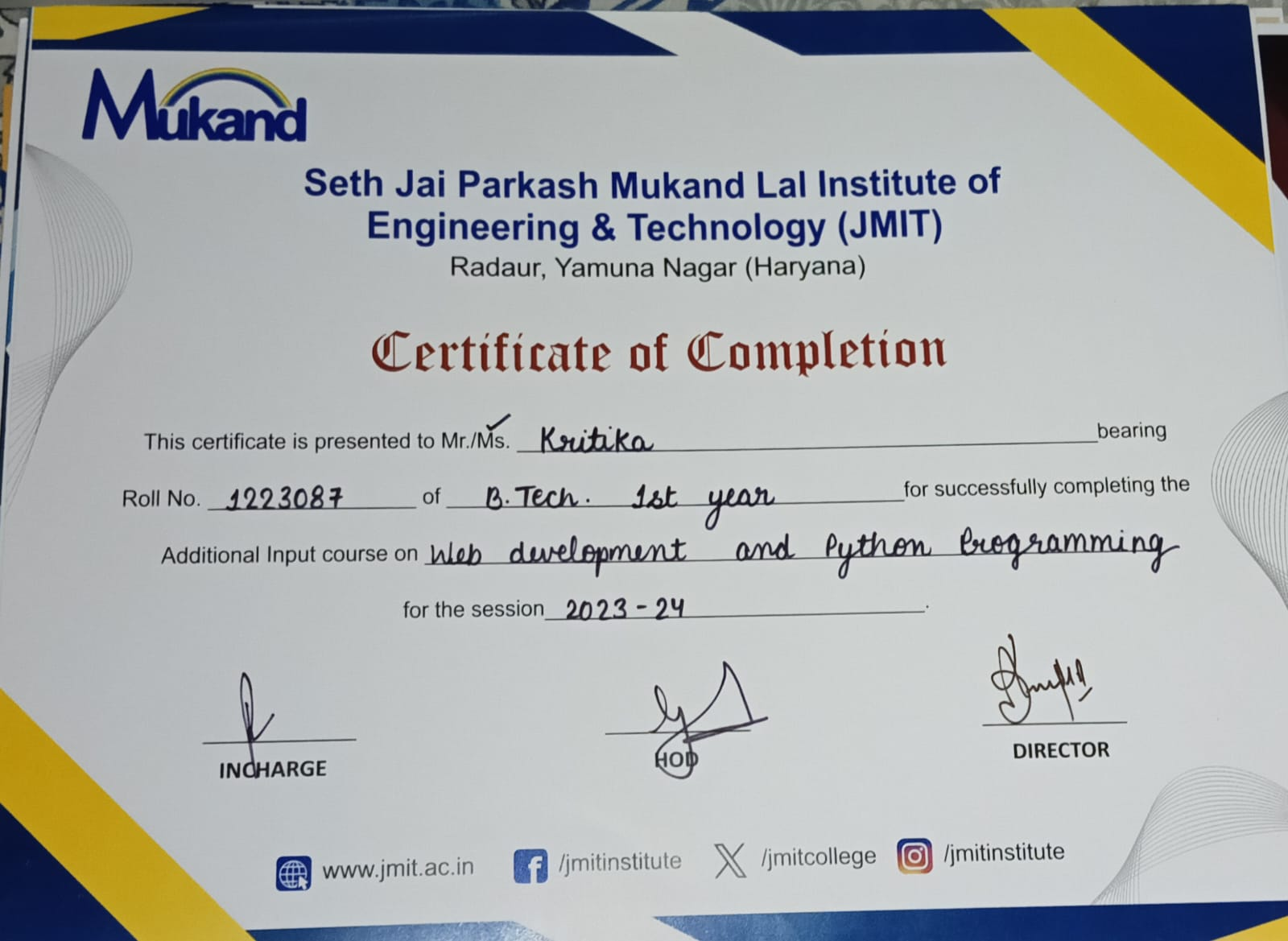 Certificate 1